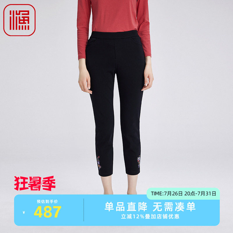 渔牌女装裤子女新款秋冬加绒松紧腰弹力紧身休闲长裤FGGD8203