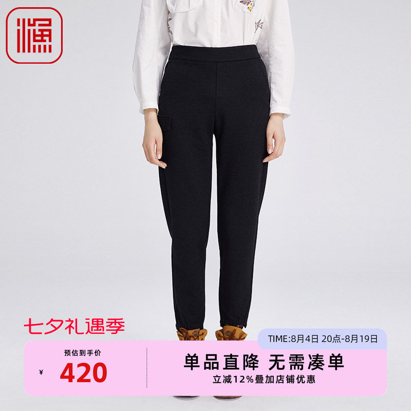 渔服饰女装裤子女新款秋冬休闲小脚锥形弹力针织长裤FGGD6228