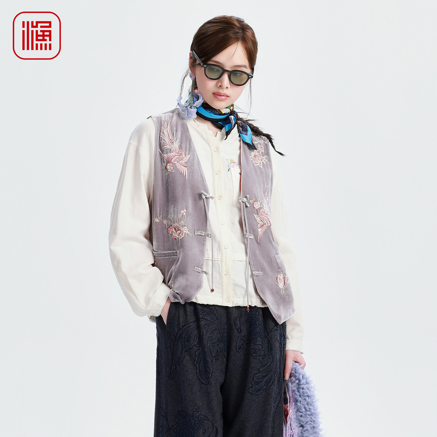 渔2026 早秋新品国风刺绣衬衣东方雅致长袖外套女上衣FGIC2206