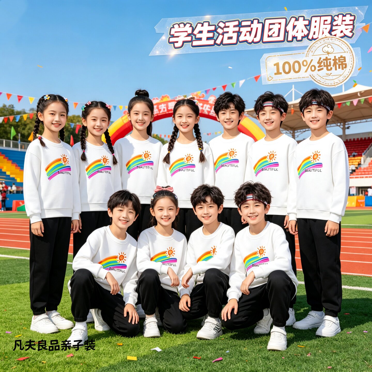 阳光彩虹幼儿园亲子装班服卫衣小学生运动会活动儿童演出长袖上衣