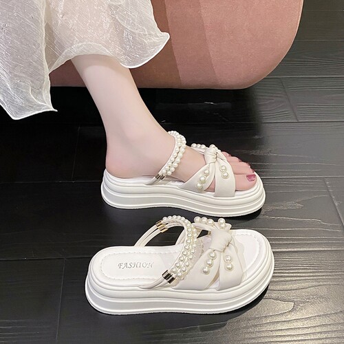 厚底配裙子防滑沙滩鞋