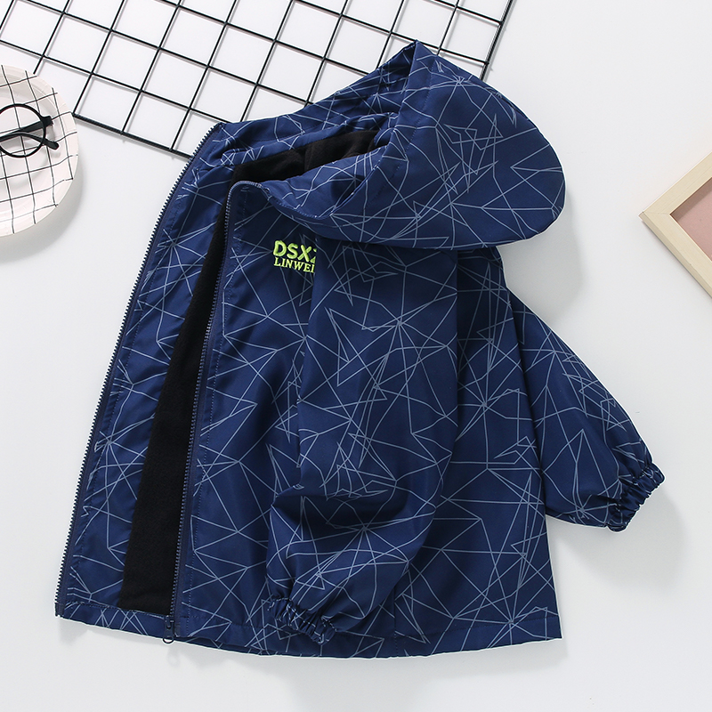 男童春秋外套加绒加厚冲锋衣夹克