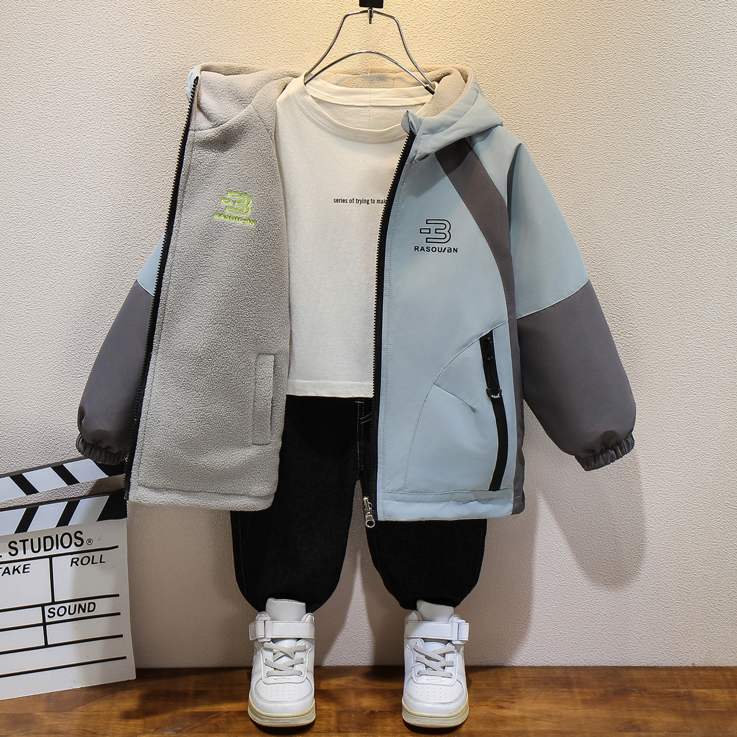 童装男童加绒双面穿外套2025新款