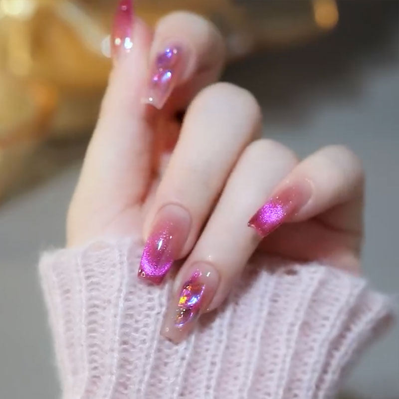 夏日超显白气质璀璨爆闪温柔火龙果色渐变猫眼孕妇甲纯手工穿戴甲,彩妆/香水/美妆工具,穿戴甲/甲片,淘宝优惠券,粉丝福利购,淘宝优惠卷