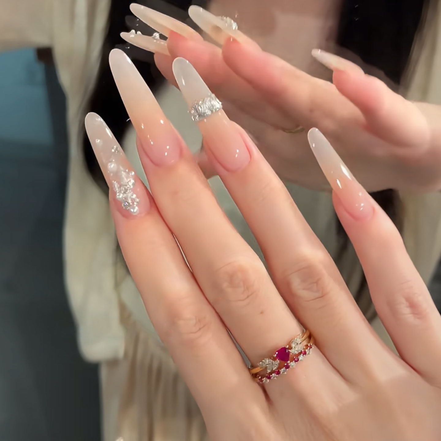 淡淡仙女优雅纯欲手工穿戴甲