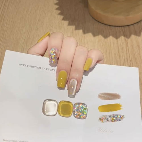 多巴胺姜黄波点猫眼纯手工穿戴甲