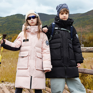 儿童羽绒服女童中长款2025新款冬季保暖加厚初中生男大童三防外套