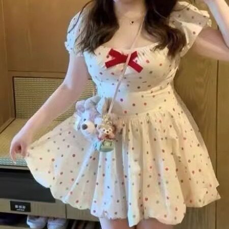彩色波点甜美特大码蓬蓬裙夏季女