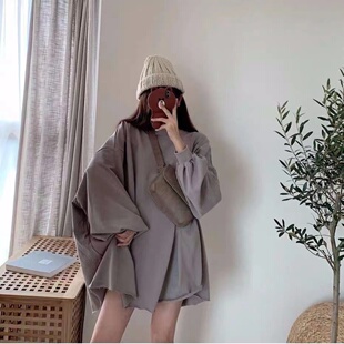 宽松休闲慵懒风oversiz春秋设计感长袖 上衣300斤 秋季 圆领卫衣大码