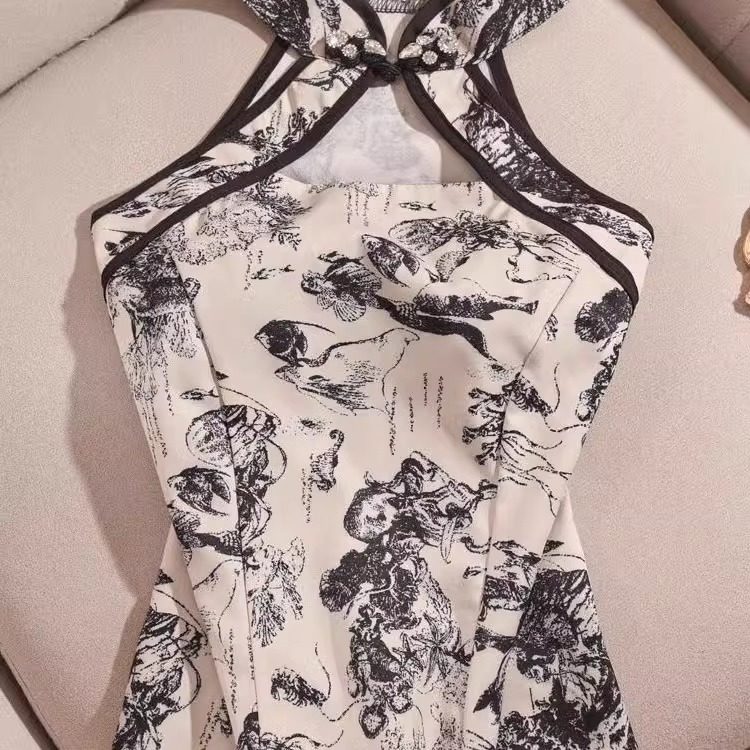 胖mm国风水墨画印花挂脖背心女装夏季超大码修身美背抹胸上衣300,女装/女士精品,背心吊带,淘宝优惠券,粉丝福利购,淘宝优惠卷