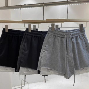 贴布设计感高腰超大码 休闲宽松阔腿裤 短裤 新款 女220 夏季 300斤时尚