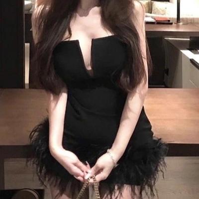 短裙修身无袖抹胸连衣裙