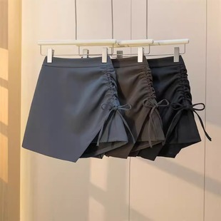 设计感特大码褶皱抽绳不规则高腰半身裙短裙裤裙a字裙包臀裙300斤