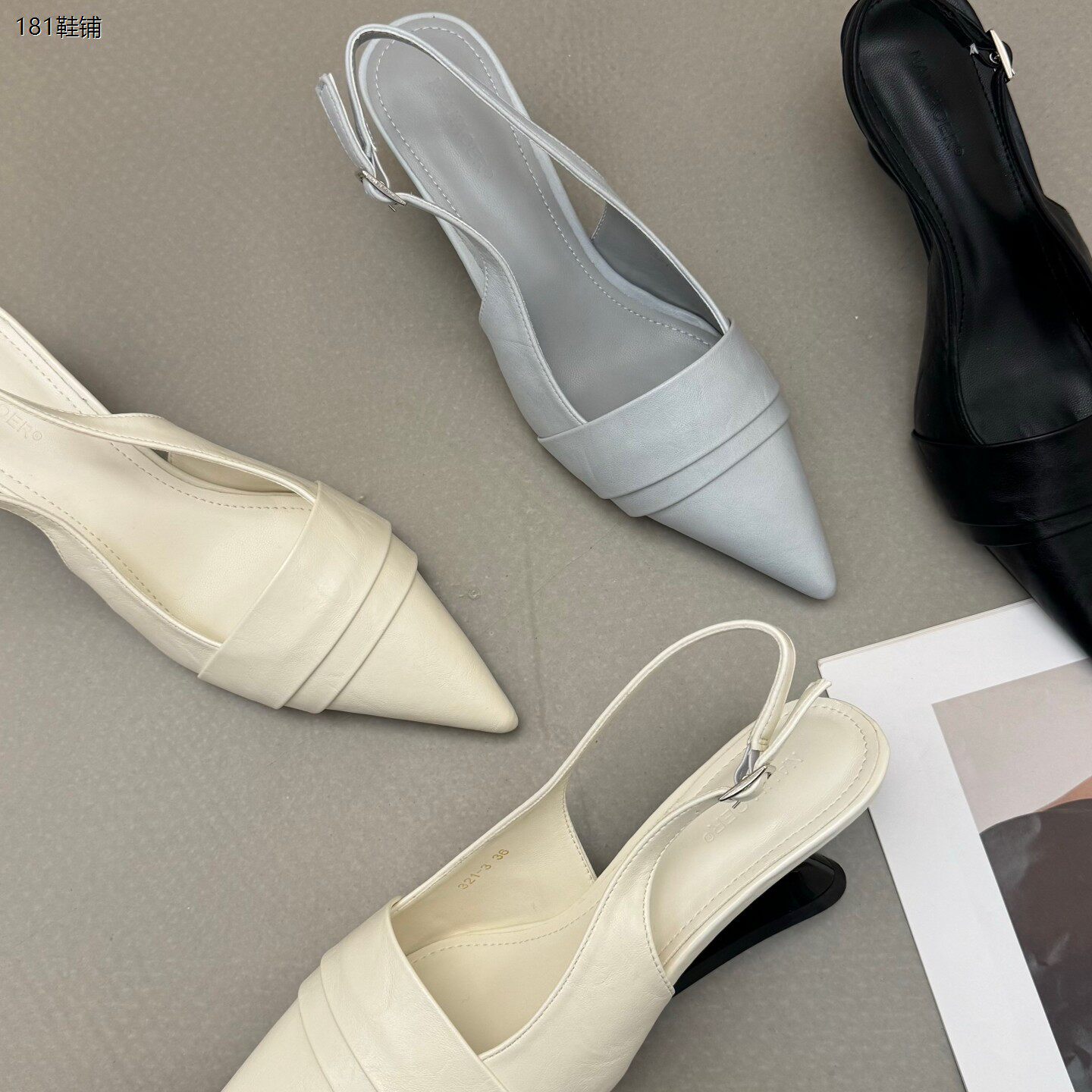 NAIJIAOER 法式尖头后绊带凉鞋女气质通勤包头高跟鞋日常百搭女鞋