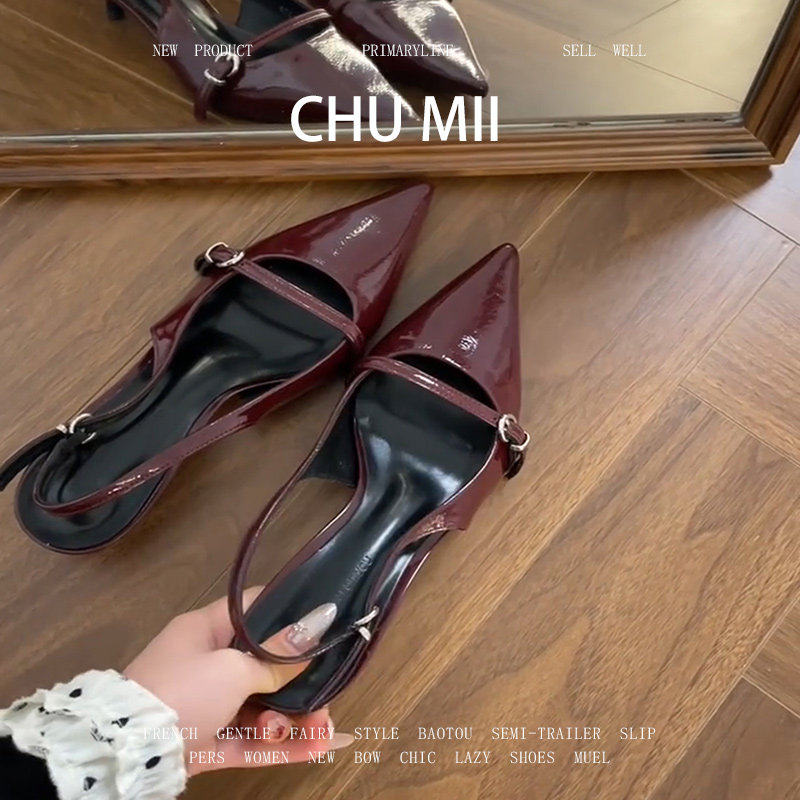 羊皮版~复古红色小猫跟凉鞋女漆皮名媛风尖头包鞋法式气质高跟鞋,女鞋,浅口单鞋,淘宝优惠券,粉丝福利购,淘宝优惠卷