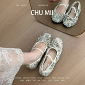 韩系时尚 圆头包鞋 女甜美蕾丝软底瓢鞋 羊皮版 温柔内增高玛丽珍鞋