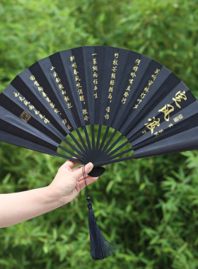 汴艺堂9寸定风波折扇绢布文玩扇