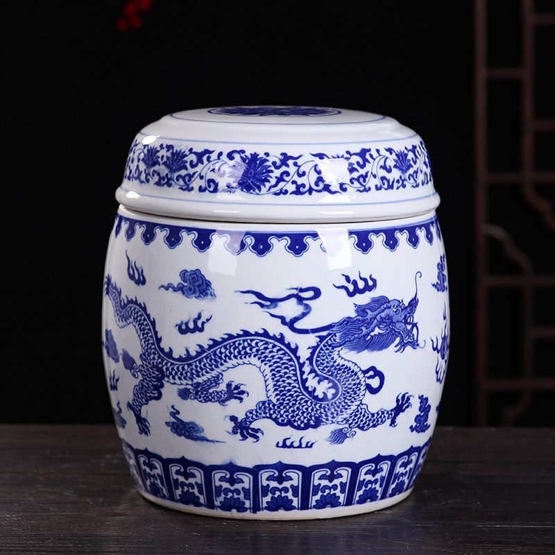 可定制景德镇陶瓷器骨灰盒带盖中小大号圆形骨灰坛子骨灰罐殡葬迁