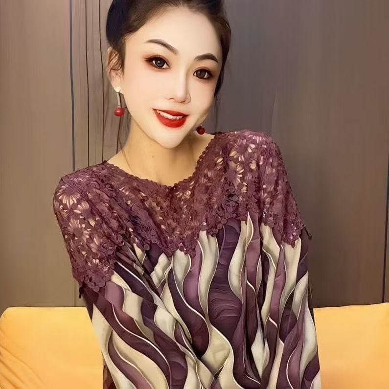 民族风蕾丝拼接轻奢轻熟风小衫女