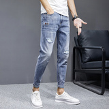 春夏季男士牛仔裤男修身小脚裤休闲韩版休闲潮流男裤K321-P50，男装牛仔裤，星座1006