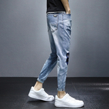 21牛仔裤男修身潮牌休闲九分裤子韩版潮流春季弹力小脚K3301-P55，男装牛仔裤，星座1006