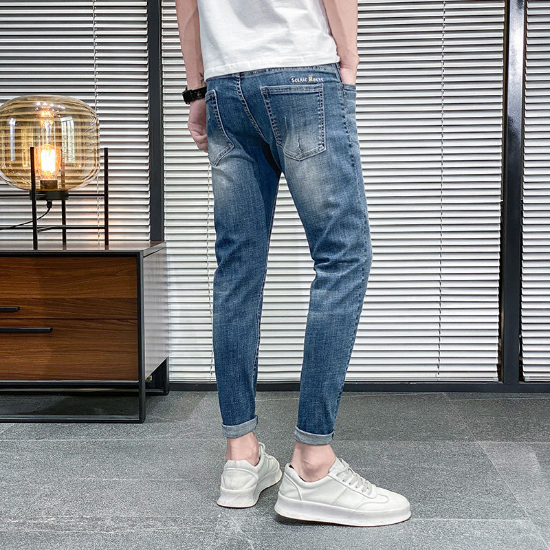 21春季潮男青年牛仔裤修身弹力休闲小脚九分牛仔裤男K312-P50,男装牛仔裤,星座1006