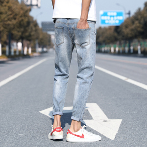 2021夏季潮男青年牛仔裤修身弹力休闲小脚九分牛仔裤男K301-P50图片