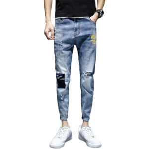 21牛仔裤男修身潮牌休闲九分裤子韩版潮流春季弹力小脚K3301-P55图片