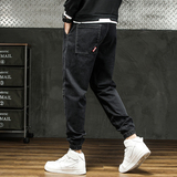 牛仔裤男宽松2021潮牌工装韩版潮流休闲束脚哈伦长裤男K2313-P45，男装牛仔裤，星座1006