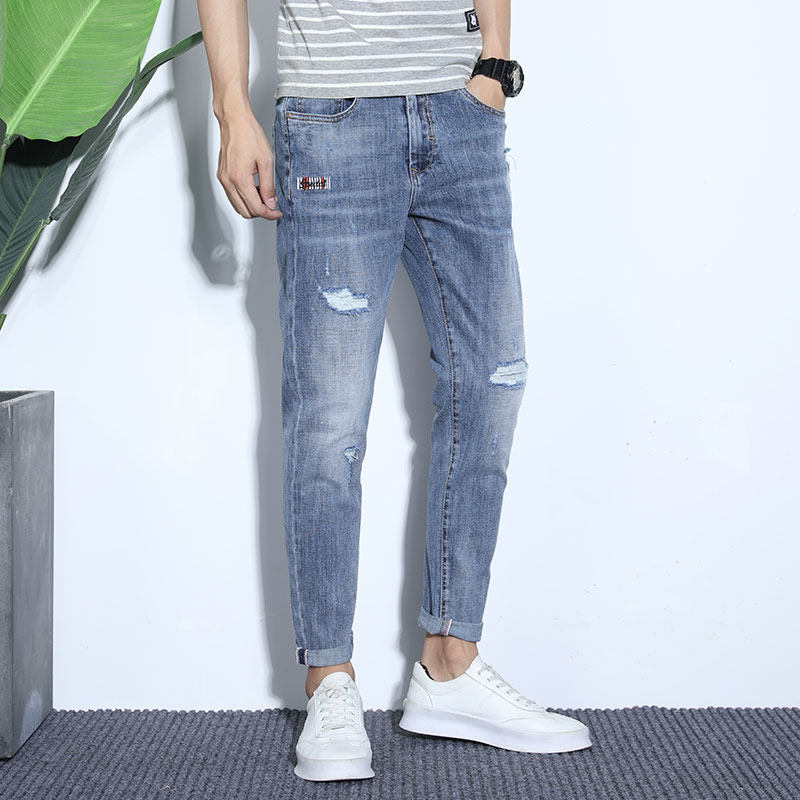 春夏季男士牛仔裤男修身小脚裤休闲韩版休闲潮流男裤K321-P50图片