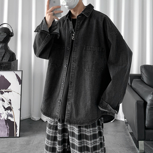 2021春季新款男士牛仔外套宽松日系水洗复古牛仔衣C200-P65,新潮穿衣搭配直播男士图片