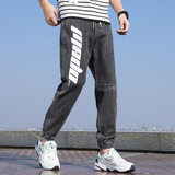 牛仔裤男宽松2021潮牌工装韩版潮流休闲束脚哈伦长裤男K2313-P45，男装牛仔裤，星座1006