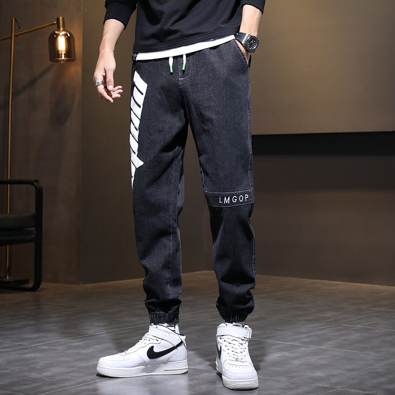 牛仔裤男宽松2021潮牌工装韩版潮流休闲束脚哈伦长裤男,男装牛仔裤,星座1006