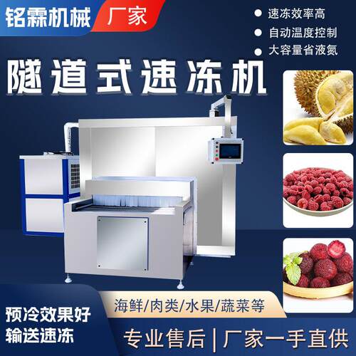 全自动金枕榴莲隧道式速冻机 商用树莓桑葚梅子大型隧道速冻设备