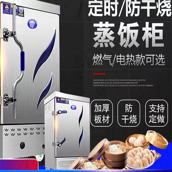 商用双门24盘电蒸饭柜 燃气控温控时12盘蒸箱 食堂用馒头米饭蒸箱