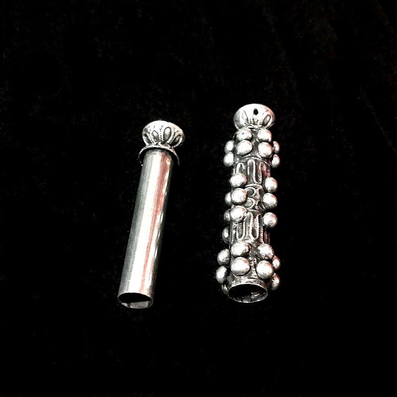 古董 颈饰 银饰 银锁 苗银藏银足银针筒项链清代汉服腰牌吊坠收藏