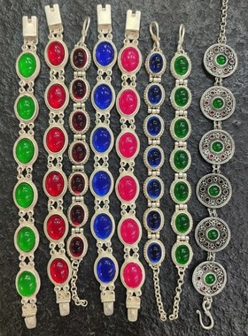 天然湖北原矿绿松石高瓷蓝绿无染色无优化精品泰银复古时尚手链