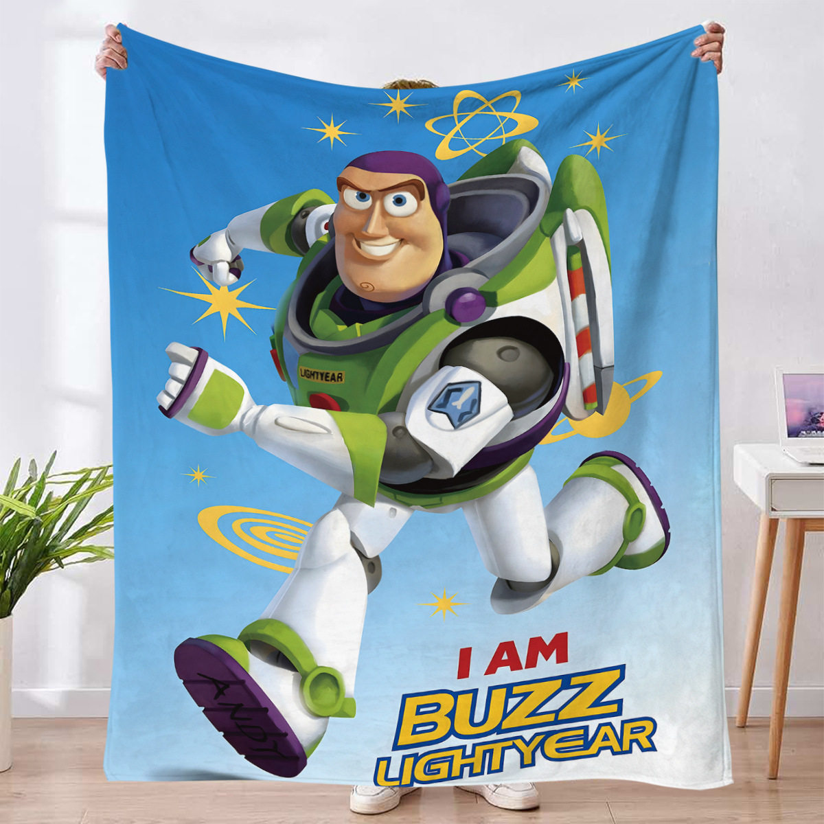 法兰绒毯Buzz-Lightyear儿童盖绒毯家居办公午睡毯秋冬法兰绒毛毯