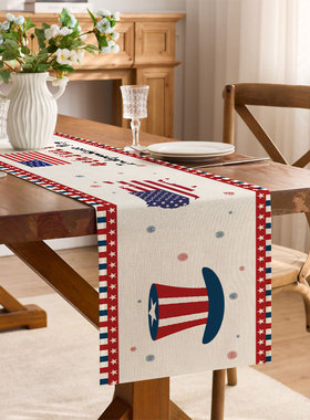 桌旗印花美国阵亡将士纪念日独立日厨房餐厅家庭派对装饰桌布