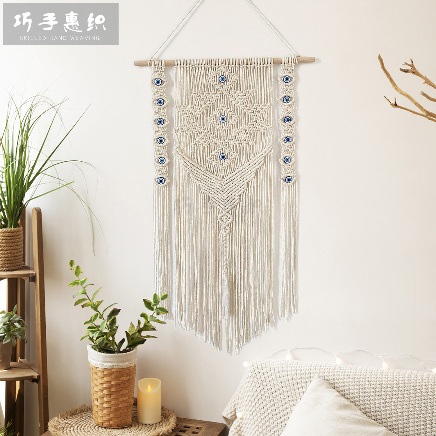 恶魔之眼手工编织挂毯ins风卧室装饰挂饰欧美风房间装饰