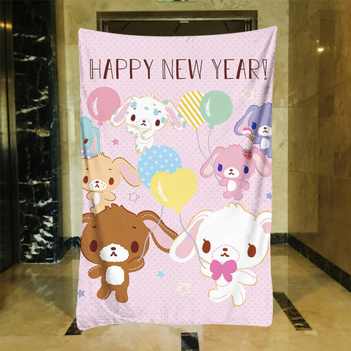 蜜糖邦尼兔法兰绒午睡毯保暖被盖