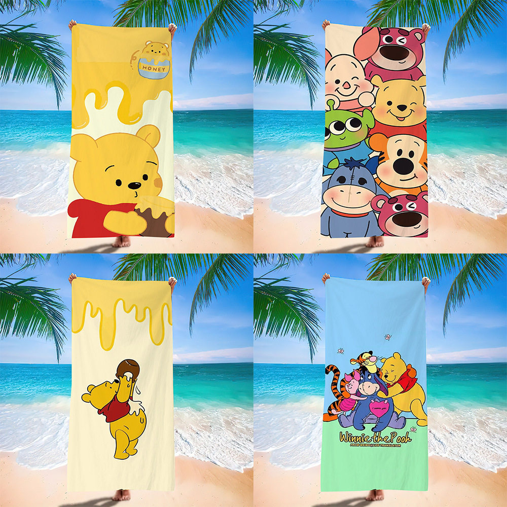 卡通小熊维尼沙滩巾海边游泳快干吸水卡通浴巾可爱个性专用洗澡