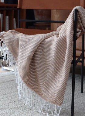 FF16人字纹针织线毯沙发盖毯床尾毯子流苏沙发巾毯针织休闲毯