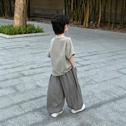 男童中大童短袖运动套装时髦洋气春夏薄款阔腿裤松弛高级感两件套