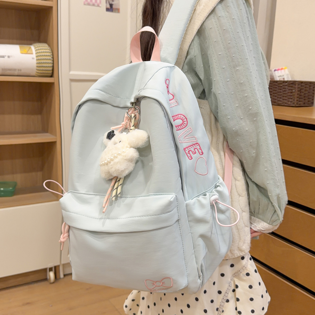 韩系学院风初中女生大容量双肩包