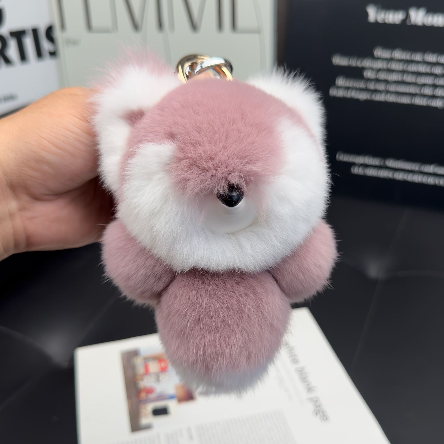 可爱小狐狸真獭兔毛汽车钥匙扣