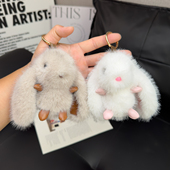 可爱仿水貂毛小兔子汽车钥匙扣挂件皮草毛绒公仔女玩偶书包包挂饰