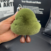 可爱真獭兔毛小树汽车钥匙扣挂件ins网红毛绒球公仔包包挂饰礼物