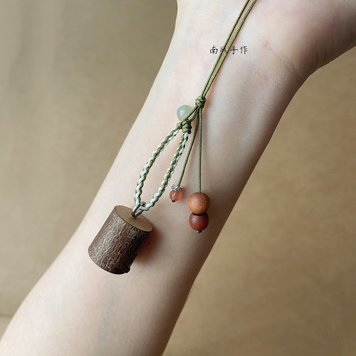 正宗老桃木朱砂随身挂件钥匙扣