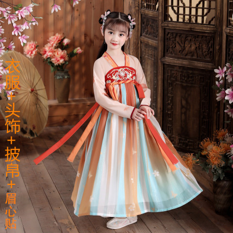 女童汉服春秋款飘逸唐装古装儿童